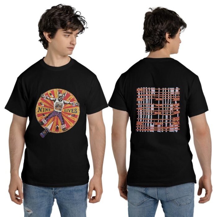 Adult Vintage Aerosmith Band Nine Lives Tour Double sided ts