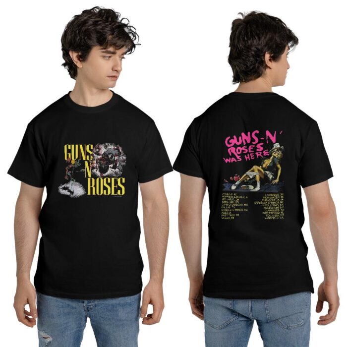 Adult Vintage Guns N Roses Was Here 1987 Double sided ts
